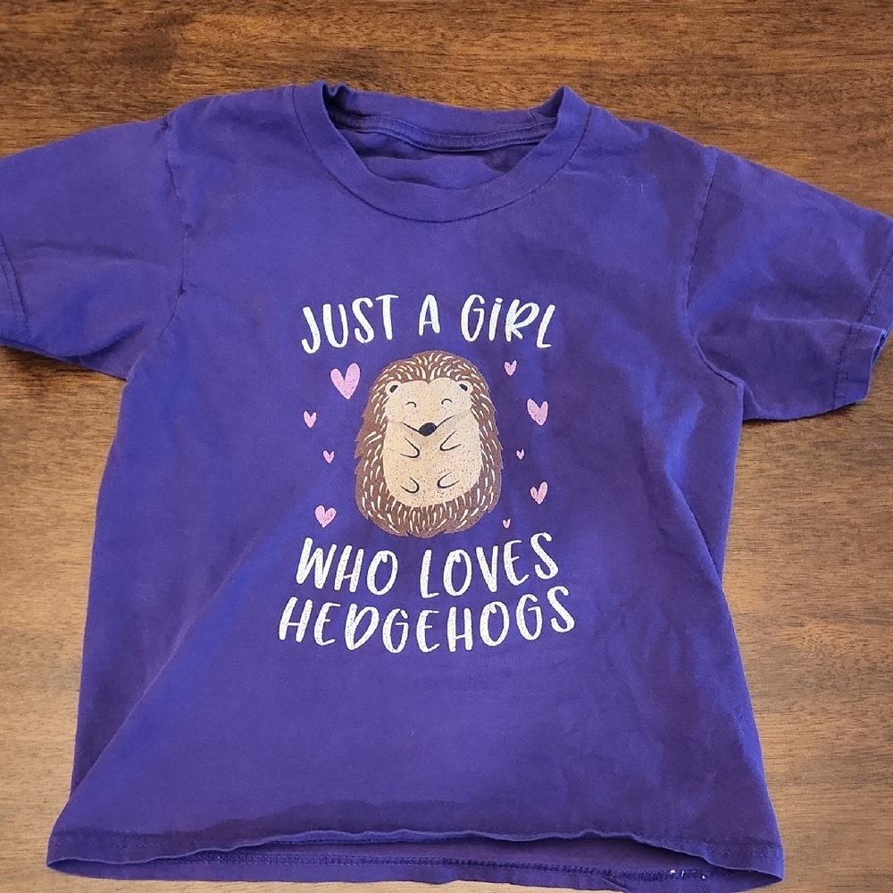 Purple Kids T-Shirt with Hedgehog Design